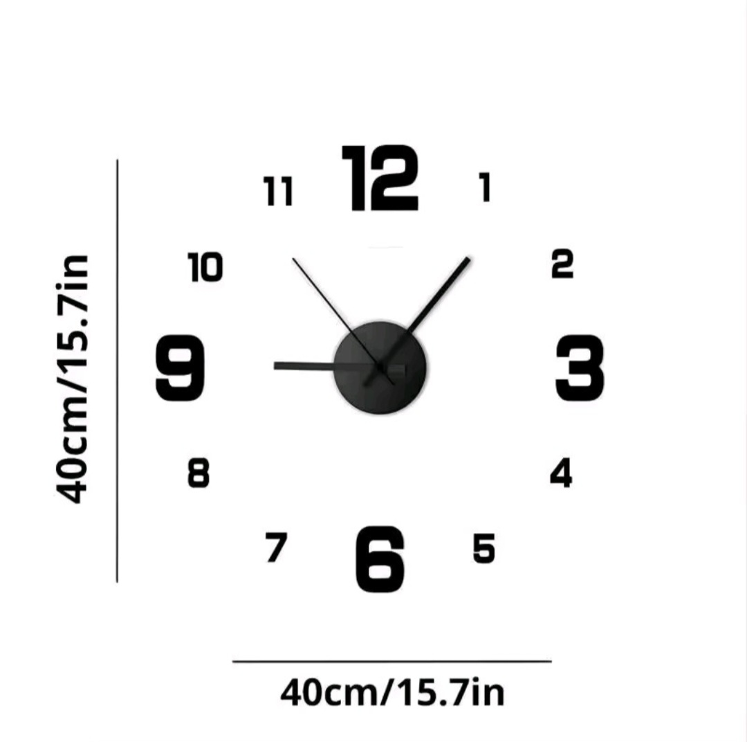 Frameless DIY Wall Clock Decal, Creative, Silent, Living Room, Office Decoration
